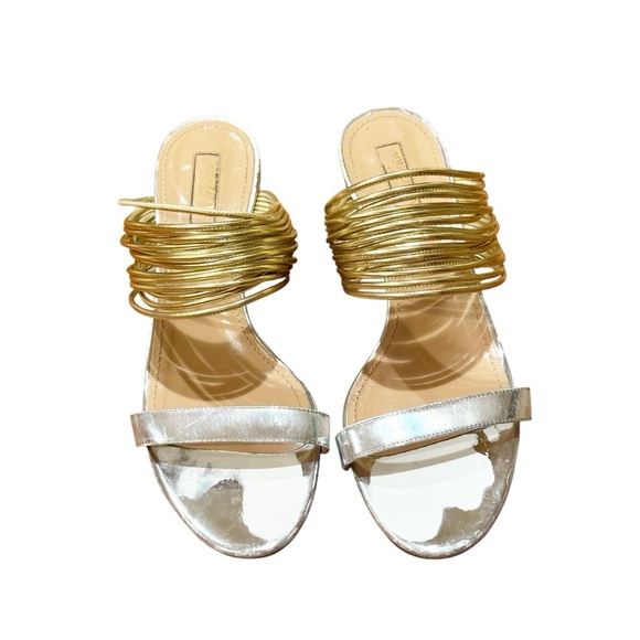 Aquazzura Rendez Vou Metallic Mirrored Slide Sandal 38 or 7.5 - Picture 7 of 11